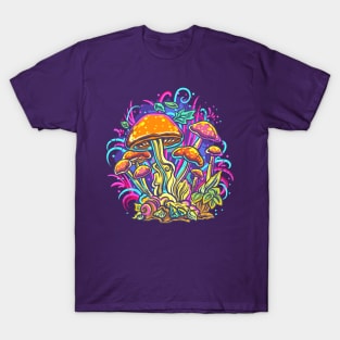 Psychedelic Fungi Mushrooms Trippy Colorful Art T-Shirt